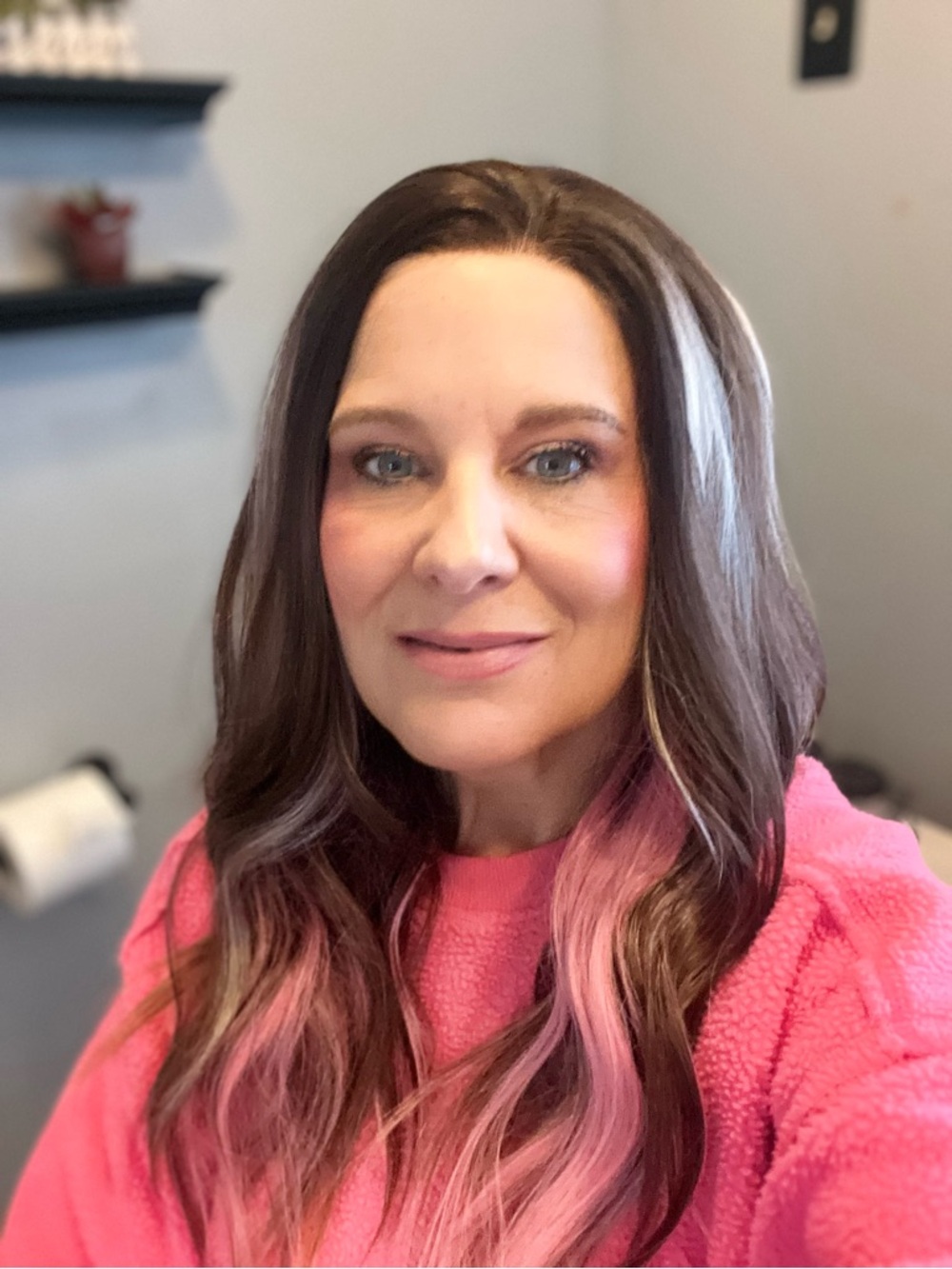 Stylish Brown and Pink Wavy Wig